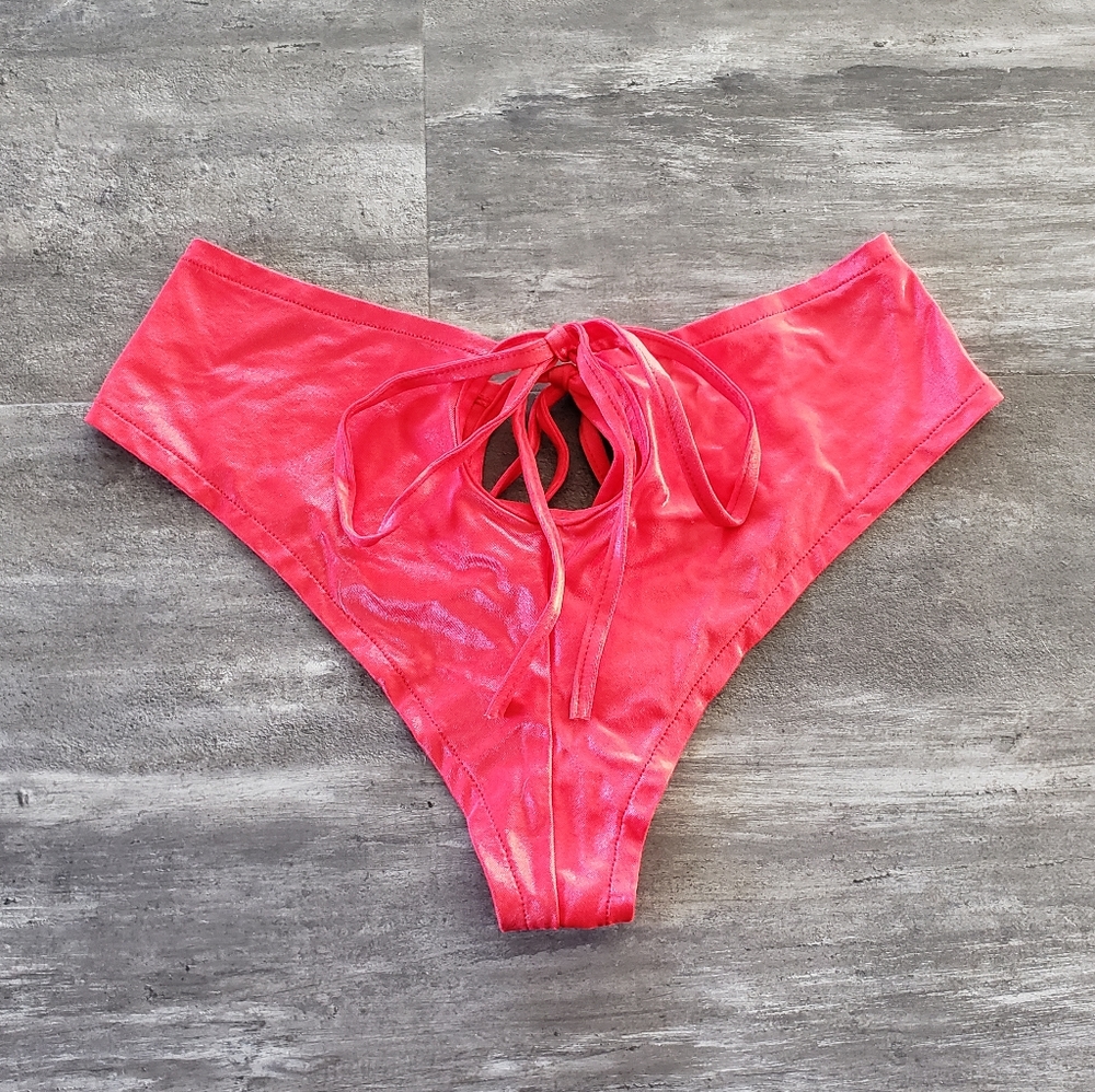 Red Keyhole Body Language High Waisted Cheeky - Picture 2 of 3